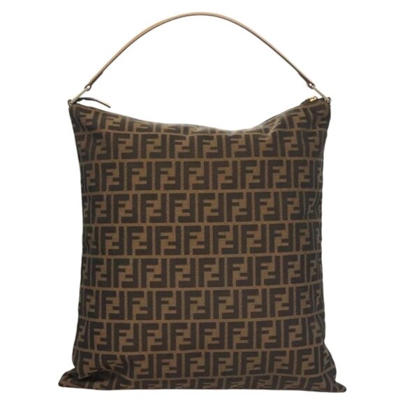 FENDI Zucca Canvas Shoulder Bag Black Brown Auth MX072V - Picture 4 of 14